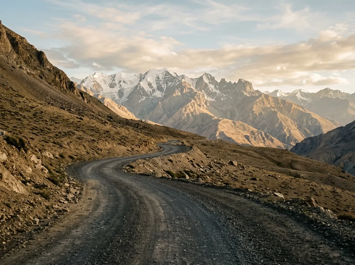 Gravel extension track at 2,100m with the Parang ridge beyond